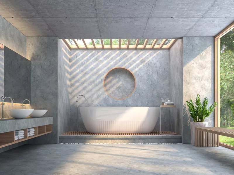 beton dekoracyjny łazienka w betonie